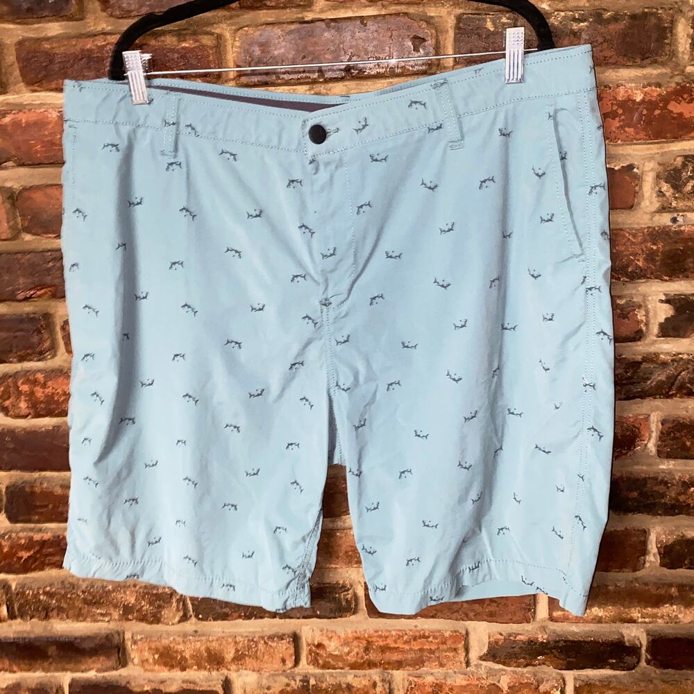 Atlantis Blue Swordfish Flat Front Chino Shorts Men's Size 42